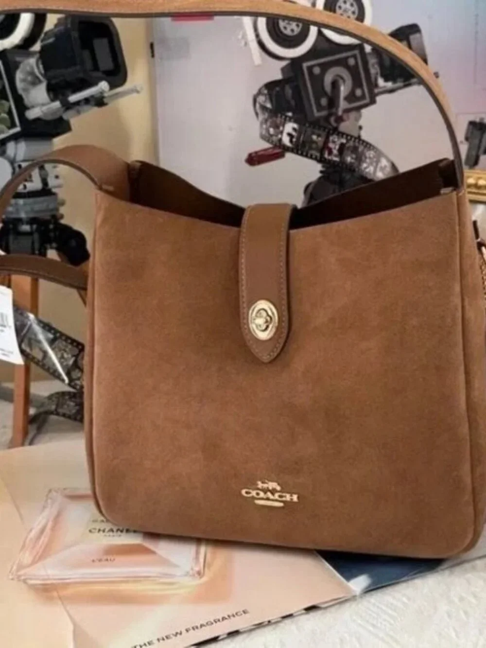 Coach Tan Suede Shoulder Bag - Picture 2 of 8